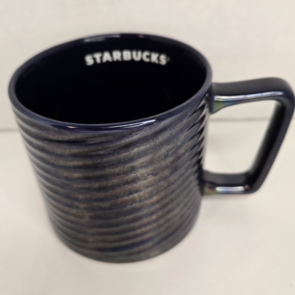 Starbucks 2020 Luster Swirl Iridescent  Midnight Blue Mug Holiday Christmas